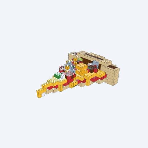 A very detailed pizza slice LEGO MOC