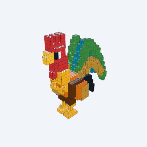 Fancy Rooster 3D Brick Model
