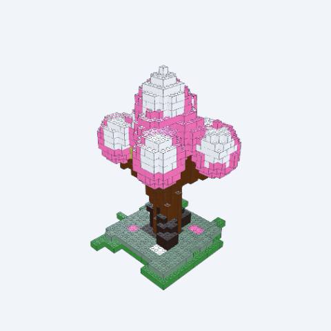a beautiful, realistic, detailed cherry blossom tree LEGO MOC